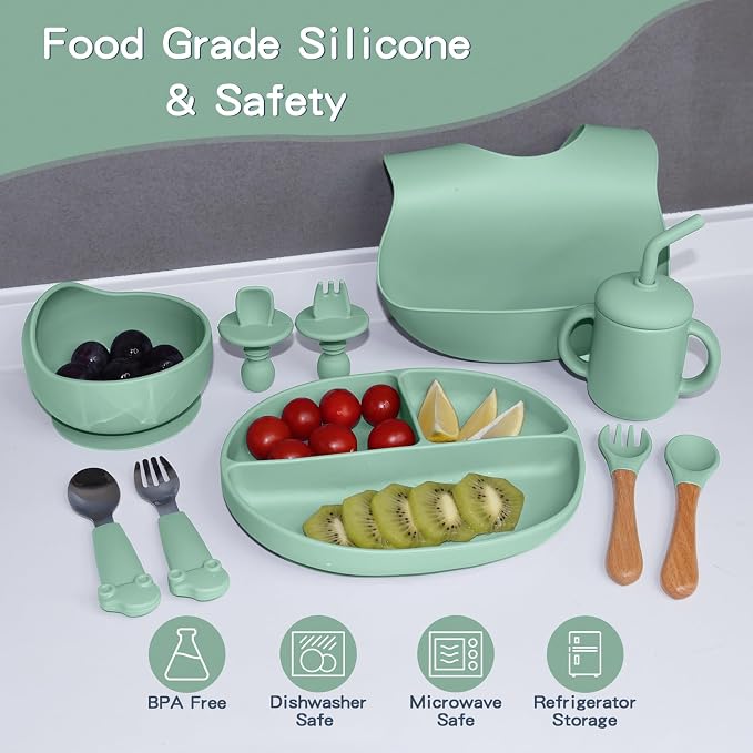 Silicone Baby Feeding Set 10Pcs, Toddler Plates - Image 6