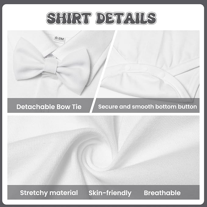 Baby Boy Clothes Suits Infant Gentleman Wedding Outfit Formal Dress Shirt Vest - Image 5