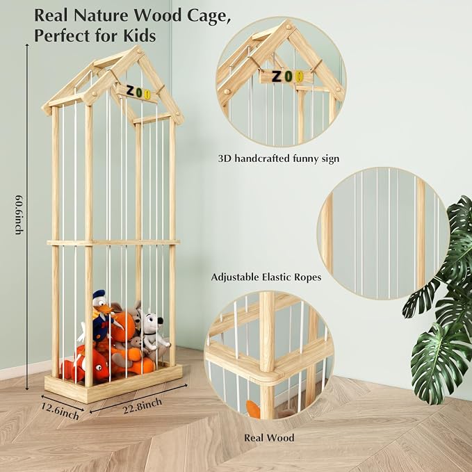Stuffed Animal Storage Stuffed Animal Zoo Wood Soft Toy Organizer Plush Toy - Image 4