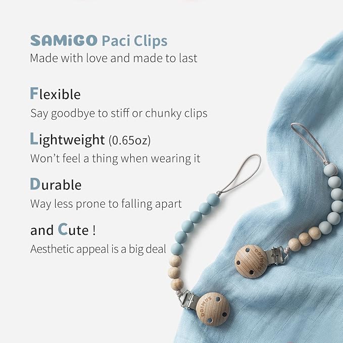 SAMiGO Pacifier Clips for Baby Boys Pacifier Holders Silicone Paci Binky Clips - Image 3