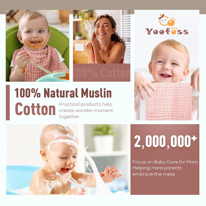 Yoofoss Muslin Burp Cloths for Baby 10 Pack 100% Cotton Baby Washcloths for - Image 6