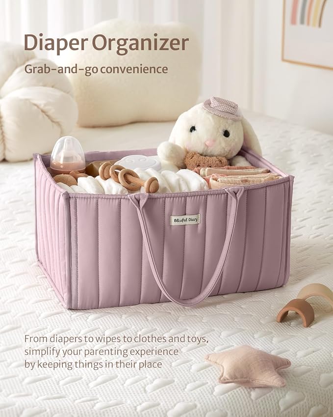 Blissful Diary Baby Diaper Caddy Organizer, Stylish Storage Basket - Image 4