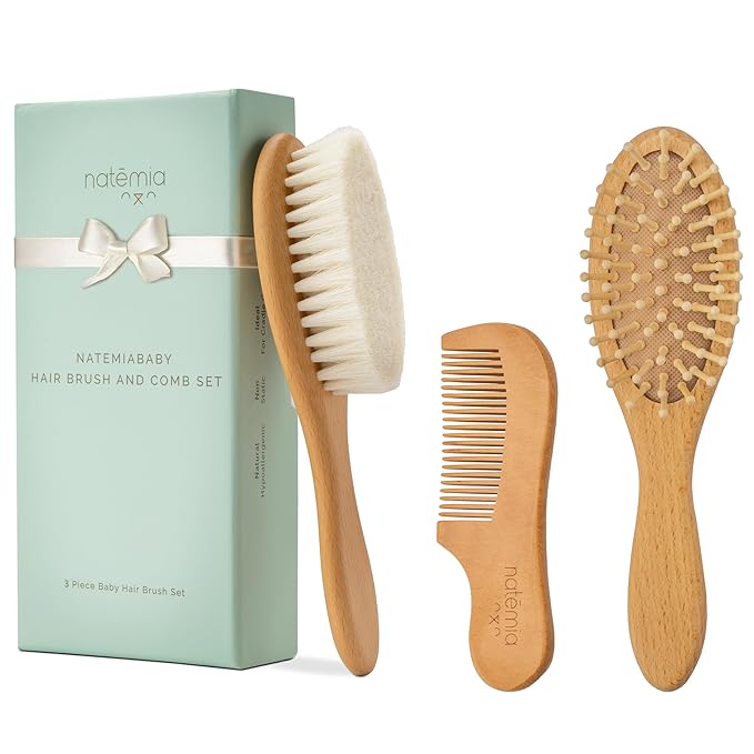 Natemia Wooden Baby Hair Brush & Comb Set by Natemia