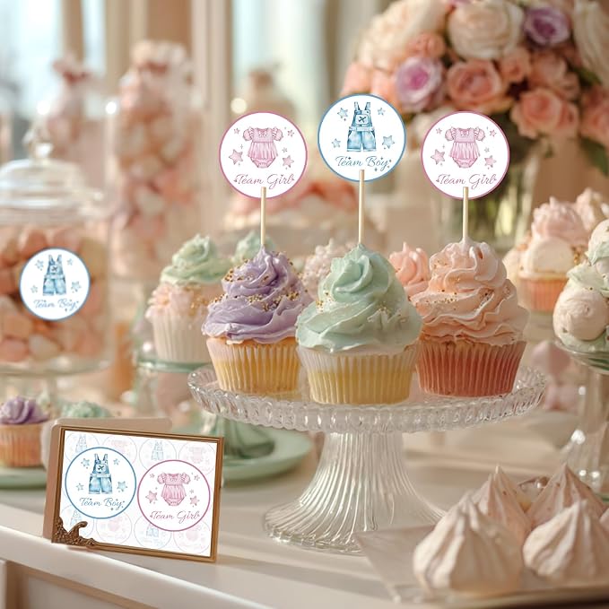 80Pcs Cute Baby Clothes Decal Stickers Roll, 2 inch Team Boy Team Girl Gender - Image 5