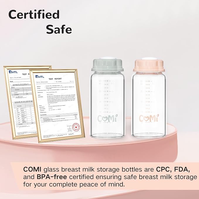 COMI Natural Glass Baby Bottle, Standard Neck Breastmilk Storage Bottle - Image 9