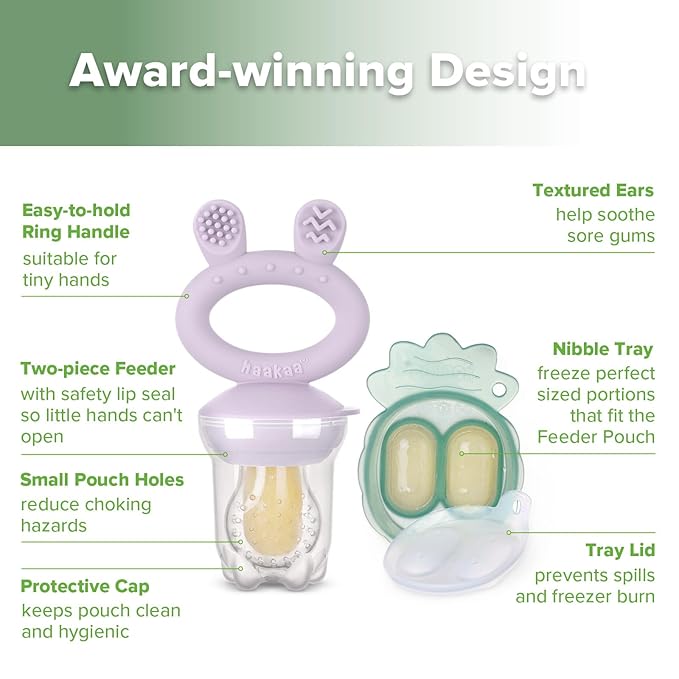 Haakaa Baby Fruit Food Feeder & Mini Freezer Nibble Tray Combo, Breastmilk - Image 4