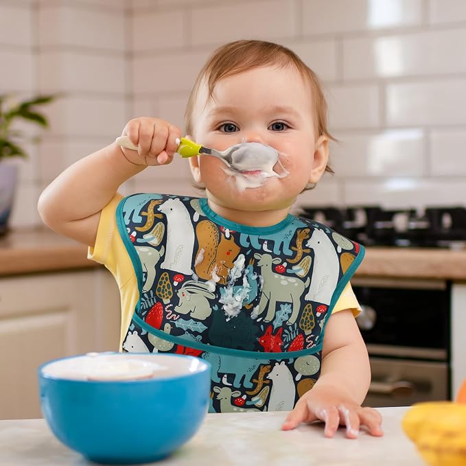 Mess Proof Baby Bib 3 Pack, Waterproof Led Weaning Baby Feeding Bibs - Image 2