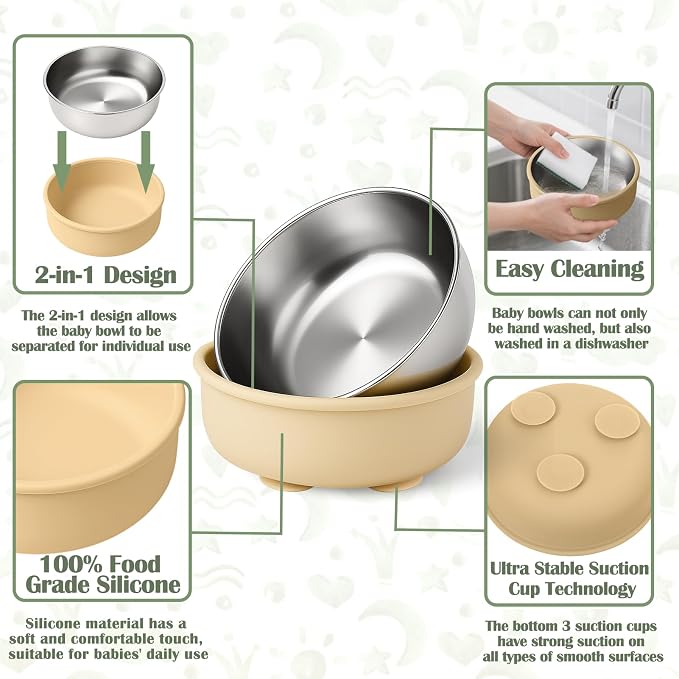 Mity rain Stainless Steel & Silicone Bowls - Image 3