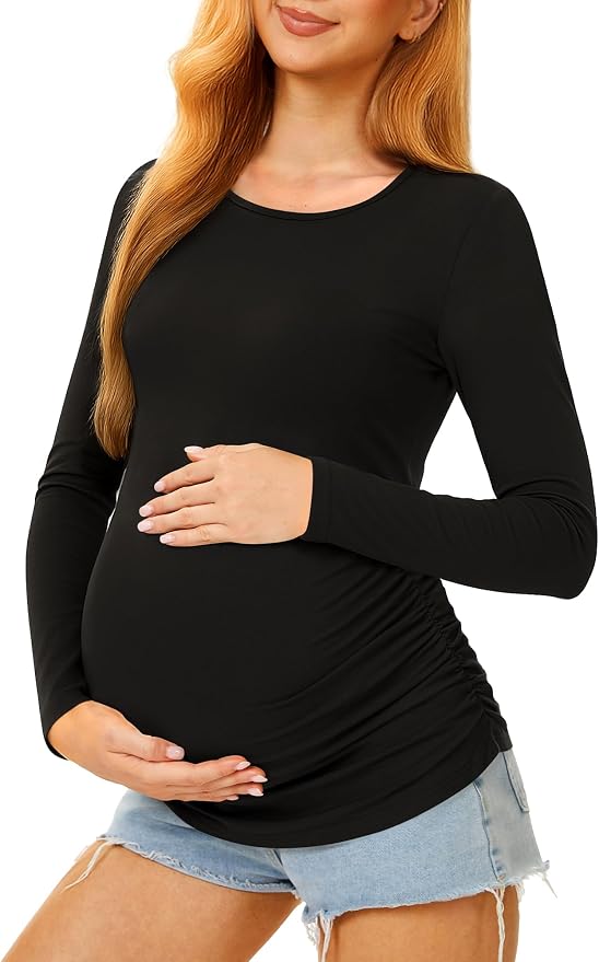 Maternity Shirts Long Sleeve Pregnancy Top by MIRAZEN