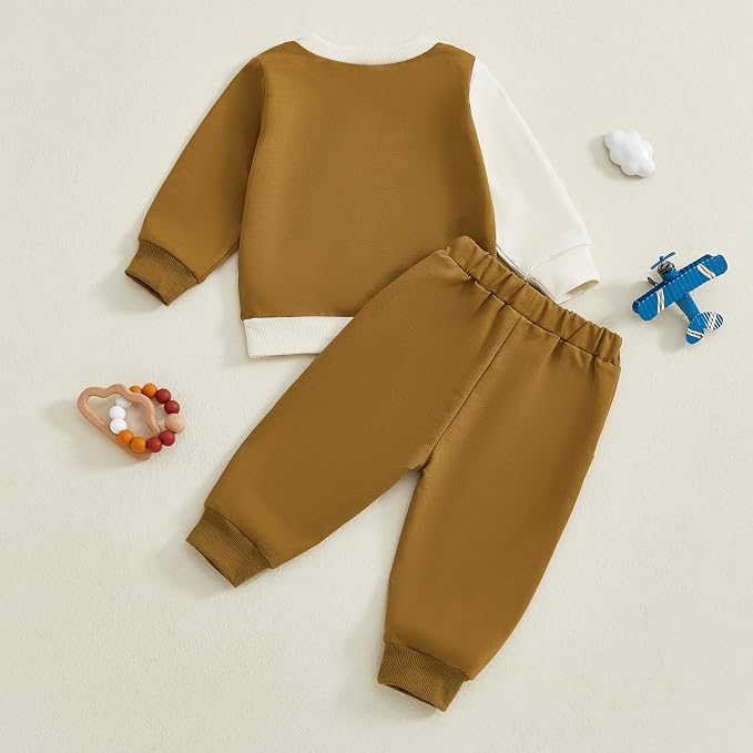Kupretty Toddler Baby Boy Fall Winter Clothes Color Block Long Sleeve - Image 7