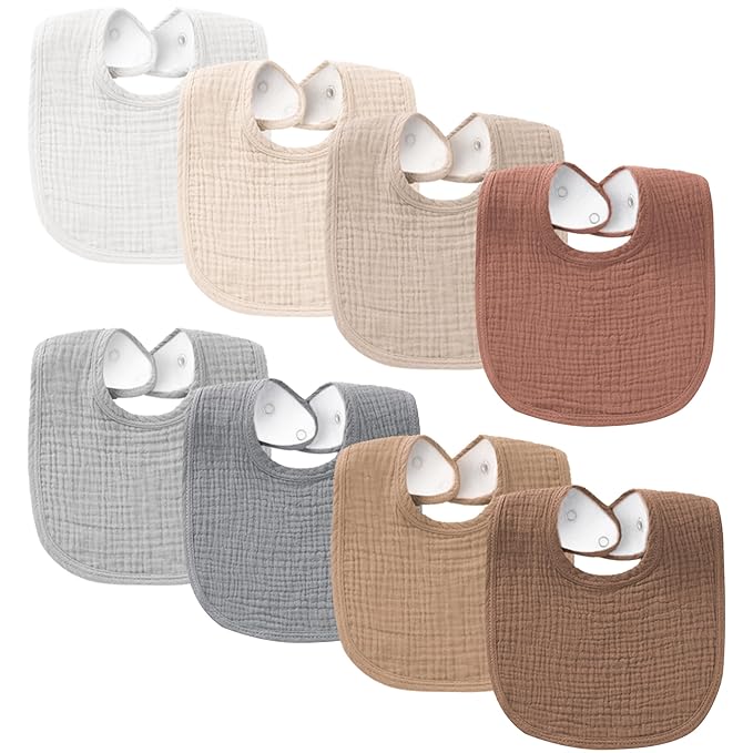 Konssy Muslin Baby Bibs 8 Pack Baby Bandana Drool Bibs Cotton by Konssy