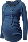 GINKANA Maternity Hoodie Long Sleeves Shirts Casual Maternity Top Pregnancy by GINKANA