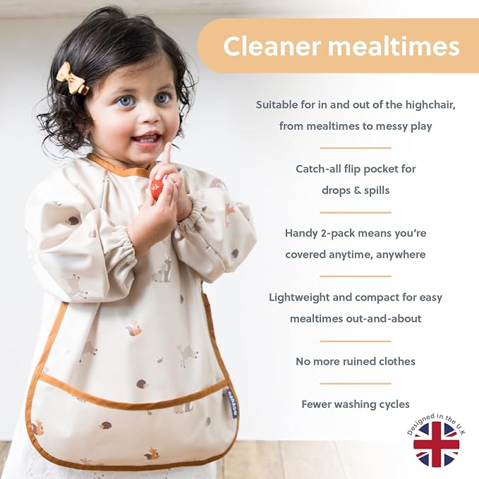 BIBaDO Mess Proof Baby Bib, 2 Pack Long Sleeve Bib, 6 month - Image 3