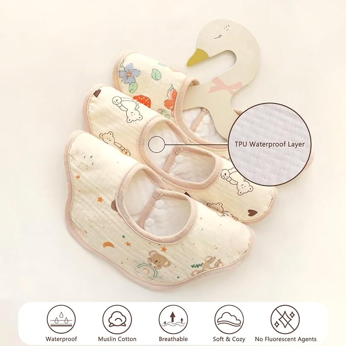 Muslin Baby Bibs for Drooling and Teething Newborn Drool Bibs for Baby Girl Boy - Image 4