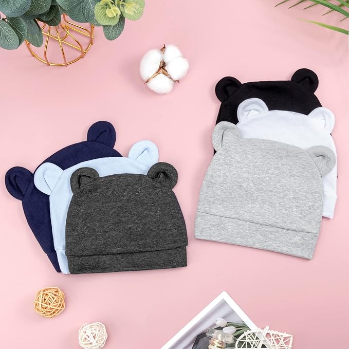 DRESHOW BQUBO 6 Pack Baby Hats for Boys Girls Unisex Baby Hat Soft Knit Cap - Image 4