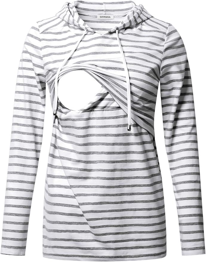 GINKANA Women's Nursing Hoodie Sweatshirt Long Sleeves Breastfeeding Maternity by GINKANA