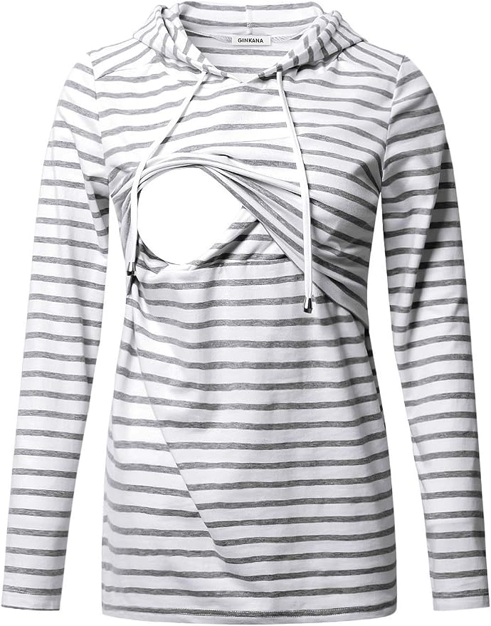 GINKANA Women's Nursing Hoodie Sweatshirt Long Sleeves Breastfeeding Maternity by GINKANA