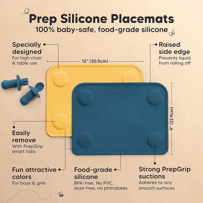 KeaBabies 2-Pack Silicone Placemats - Image 2