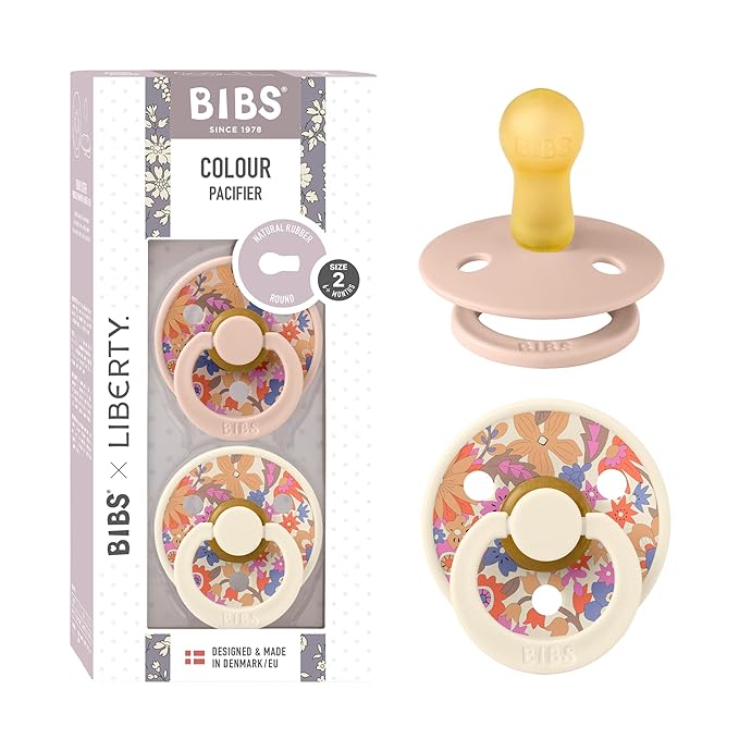 BIBS Colour Liberty Soother 2-Pack, BPA Free Dummy Pacifier, Round Nipple. by BIBS