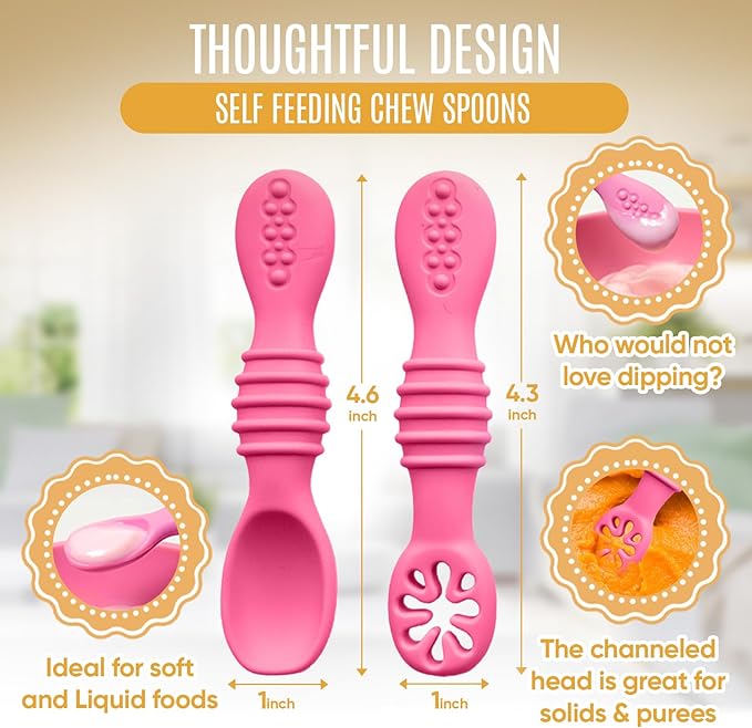 4pc Silicone Baby Spoons Self Feeding Baby Utensils 6-12 Months - Image 3
