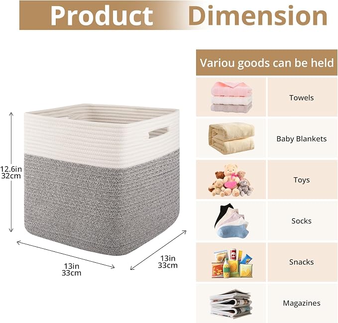OIAHOMY 13 Kallax Inch Cube Storage Bins, Kallax Insert Storage Baskets - Image 2