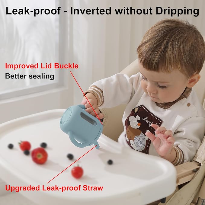 Seposeve 2 Pack Silicone Sippy Cups, Leak-Proof Baby Straw Cup - Image 4