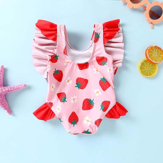 Newborn Baby Girl Ruffle Swimsuit Infant Toddler One Piece Floral Bikini Beach - Image 3