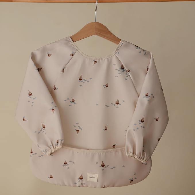 mushie Long Sleeve Baby Bib | Water Resistant Adjustable Fit - Image 3