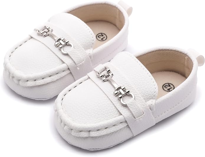 LONSOEN Baby Girls Boys Loafers Prewalker Dress Crib Shoes - Image 5