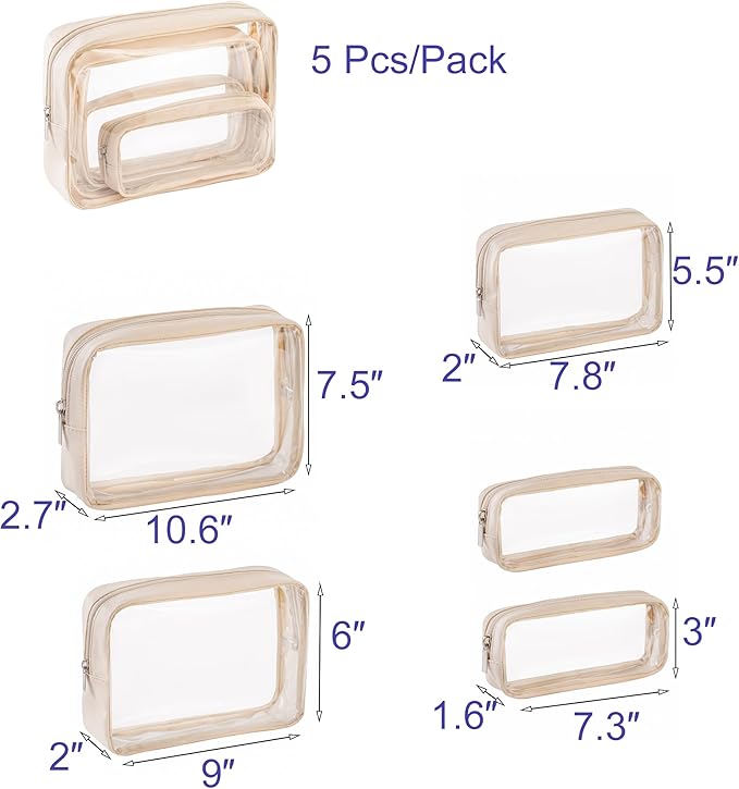 TSA Approved 5-Piece Diaper Bag Organizer Pouch Set Clear Waterproof TPU Kids - Image 2