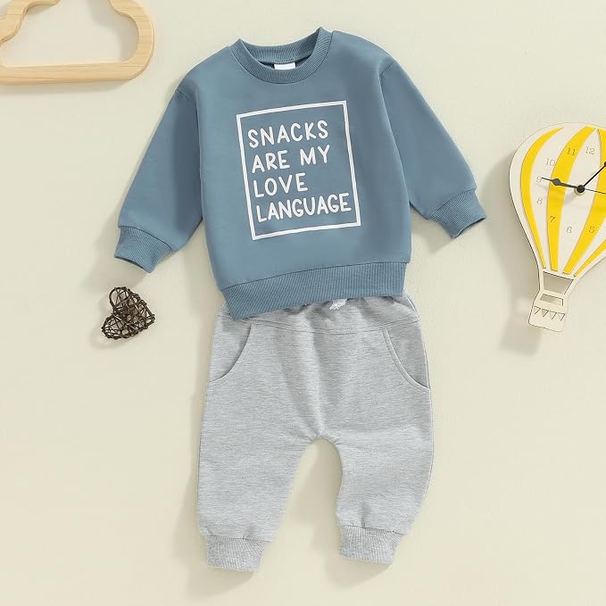 Toddler Baby Boy Fall Winter Outfit Long Sleeve Letter Print Sweatshirts and - Image 2