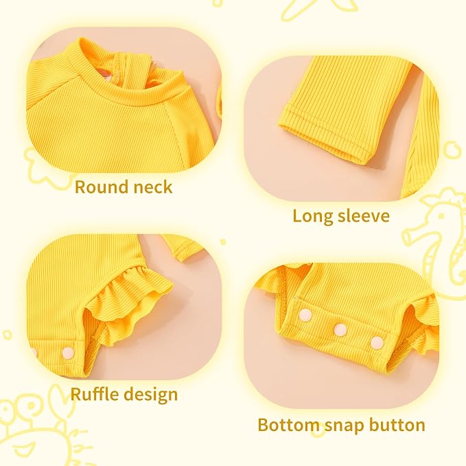 YOUNGER TREE Infant Baby Girls Swimsuit Long Sleeve Swimsuits One Piece - Image 4