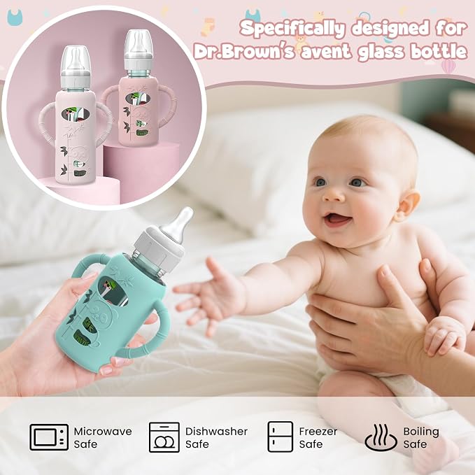 3 PCS Dr Brown Glass Bottles Silicone Sleeves, Compatible - Image 2