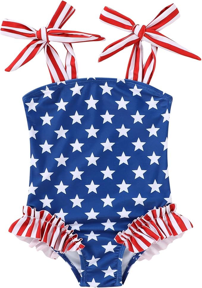 Happy Town Toddler Swimsuit Girl Solid Color Stripe One-Piece Baby Bathing Suits by HappyTown