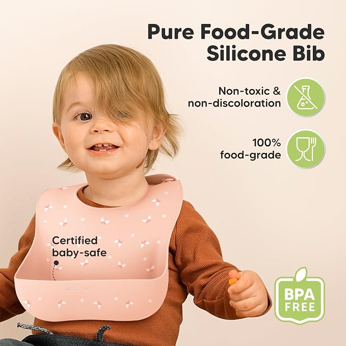 KeaBabies 2-Pack Silicone Baby Bibs - Image 2