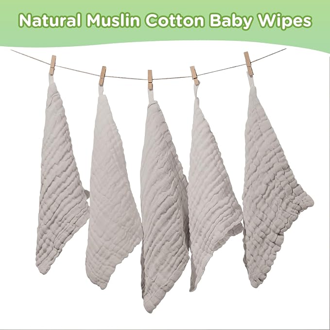 Breling 20 Pcs Baby Muslin Washcloth 12 x 12 Inch 100% Cotton Soft and - Image 5