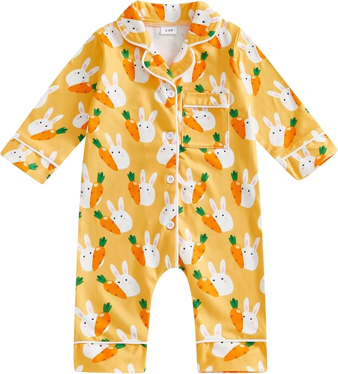 Balaflyie Baby Girl Button Down Pajamas Romper One-Piece Jumpsuit Long Sleeve by Balaflyie