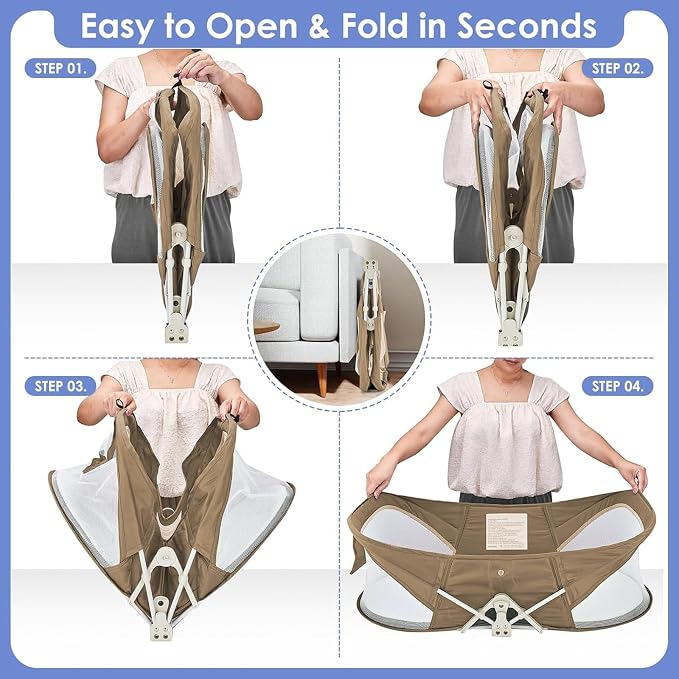 Portable Baby Bassinet Travel Baby Bed, Baby Cribs Travel Pod - Image 5
