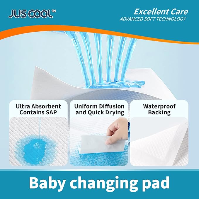 JUS COOL Baby Disposable Changing Pads, 13”x 18” Underpads Portable Diaper - Image 3