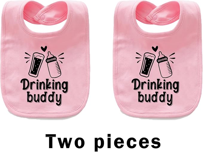 Baby Twins Bibs Drinking Buddy Newborn Baby Bibs Cute Unisex Bibs Set Toddler - Image 2