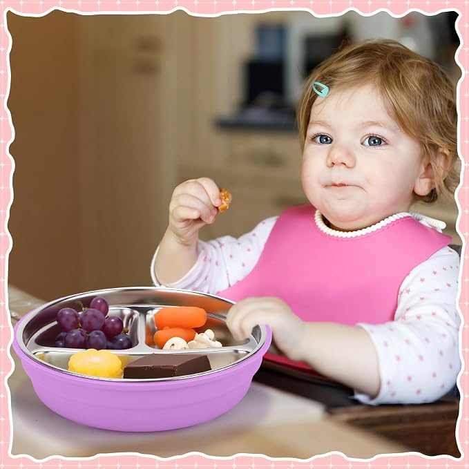 Nuogo 3 Pcs Stainless Steel Baby Suction Plates - Image 6