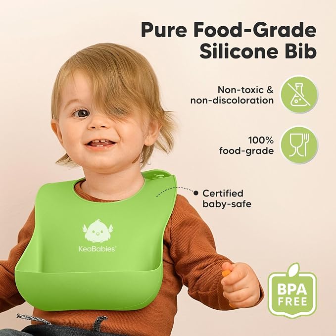 KeaBabies 2-Pack Silicone Baby Bibs - Image 2