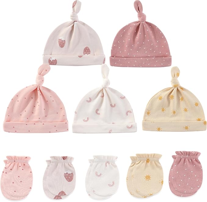 Baby Hat and Mittens Set Newborn Baby Hats Caps by MAMIMAKA