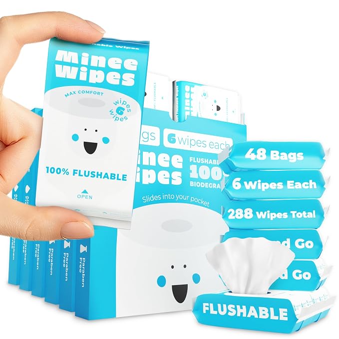 Impossibly Compact Travel Flushable Wipes by MINEEWIPES