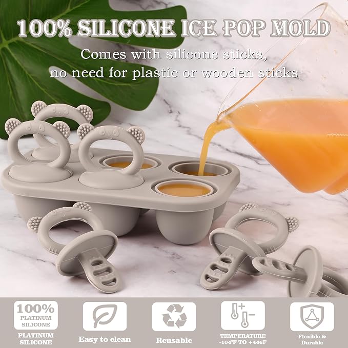 Sakolla Baby Popsicle Molds Mini 6-Cavity Silicone Ice Pop Mold - Image 2