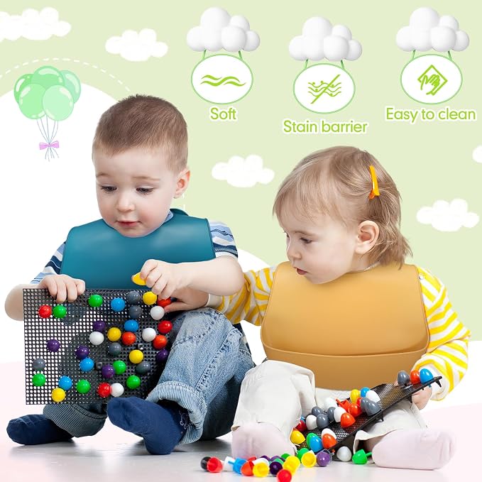 Tioncy 24 Pcs Silicone Bibs for Babies Toddlers Waterproof Adjustable Soft - Image 7
