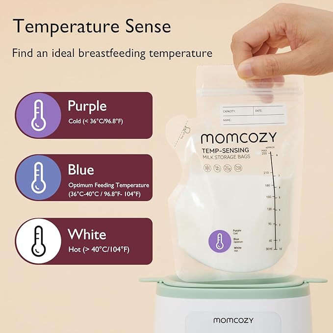 Momcozy Easy Pour Breastmilk Storage Bag, Temp-Sensing Color Change, No Leak - Image 2