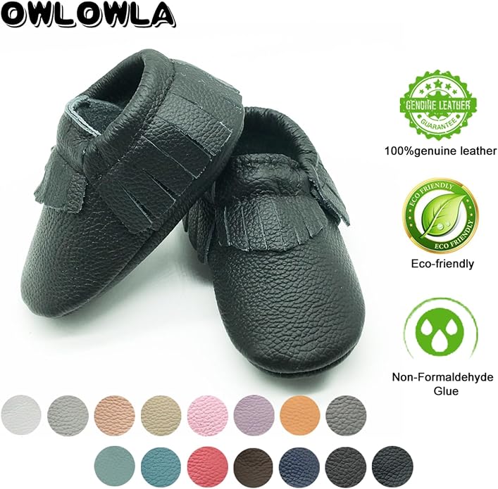 OWLOWLA Baby Moccasins Soft Sole Leather Baby Shoes Infant Toddler Pre-Walker - Image 5