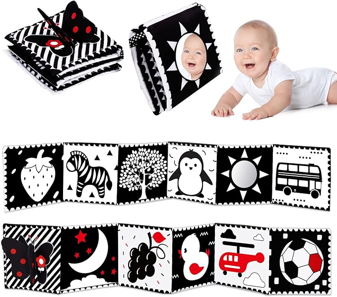 Thremhoo Black and White High Contrast Baby Toys 0-6 Months Soft Book by Thremhoo