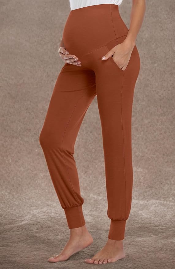 AMPOSH Women's Maternity Pants Stretchy Lounge Workout Pants Casual Loose Comfy - Image 5